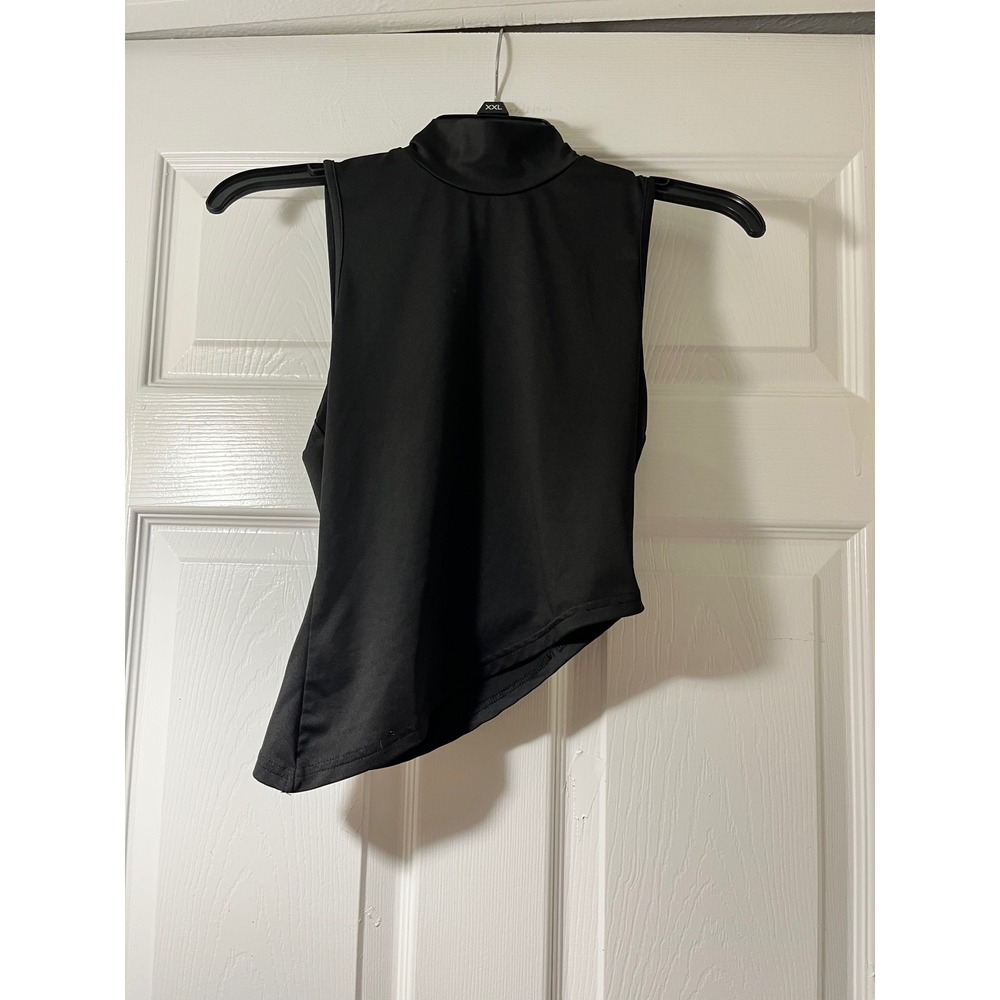 SHEIN Women Black Asymmetrical Hem Mock Neck Sleeveless Tank Top Size XS 2